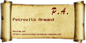 Petrovits Armand névjegykártya